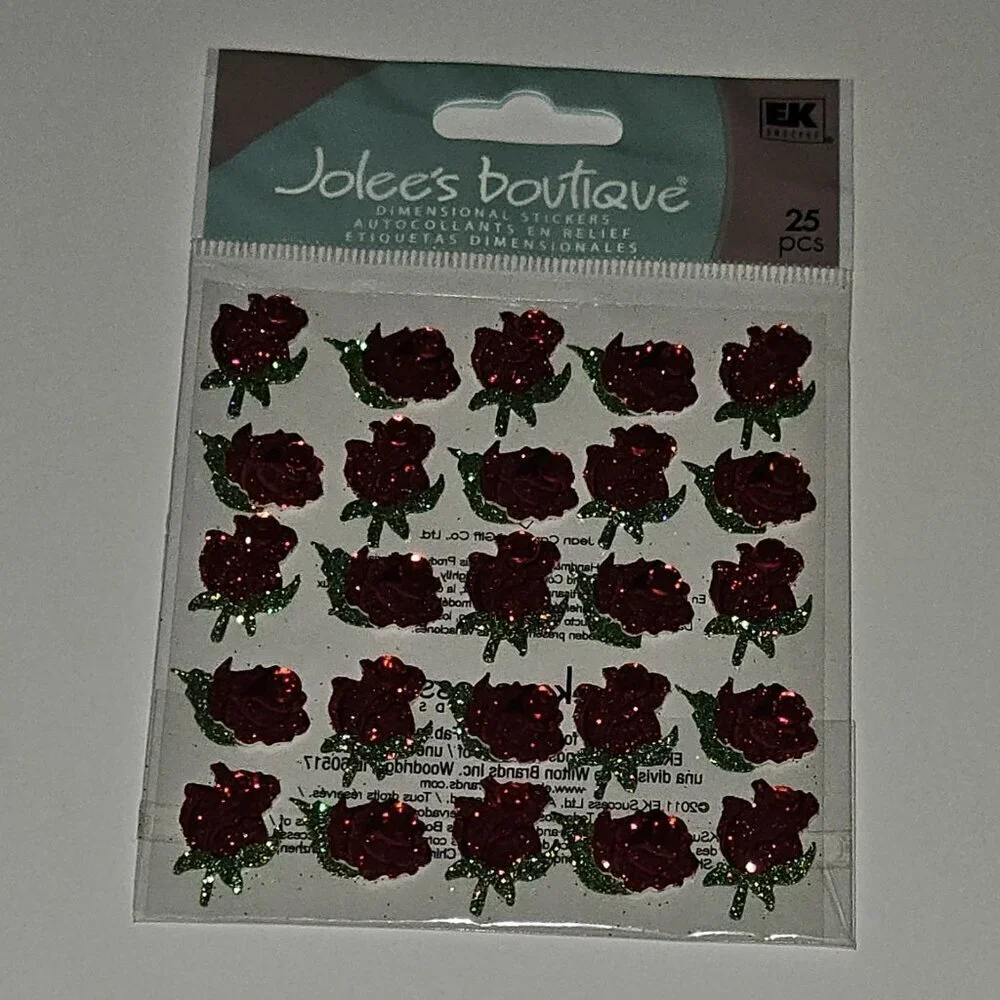 NEW Dimensional Stickers Lot Red Roses Rhinestones Rainbow Dots Scrapbooking